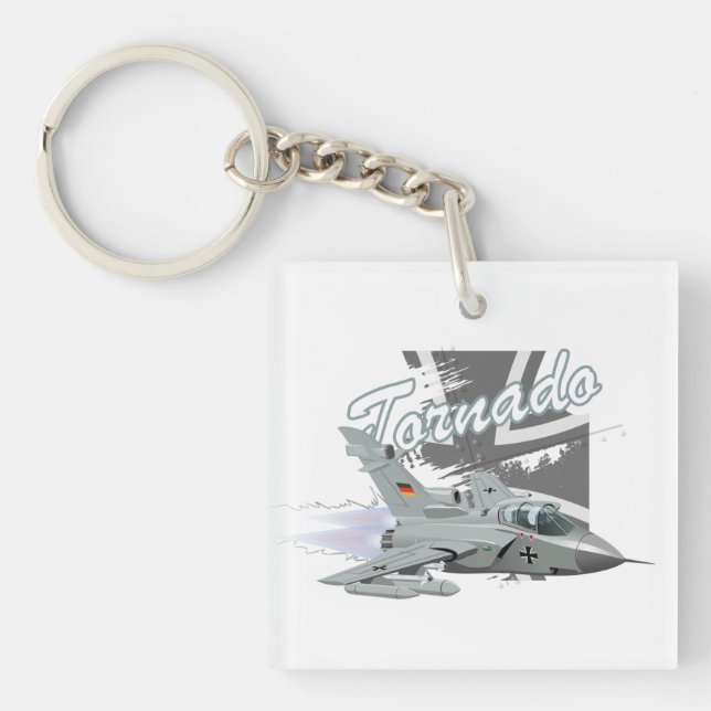 Cartoon military fighter plane key ring (Front)