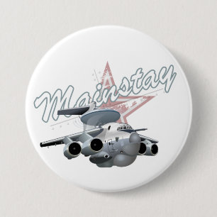 Cartoon military plane 7.5 cm round badge