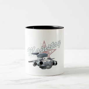 Cartoon military plane Two-Tone coffee mug