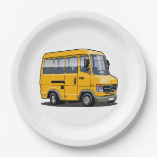 Cartoon mini bus paper plate