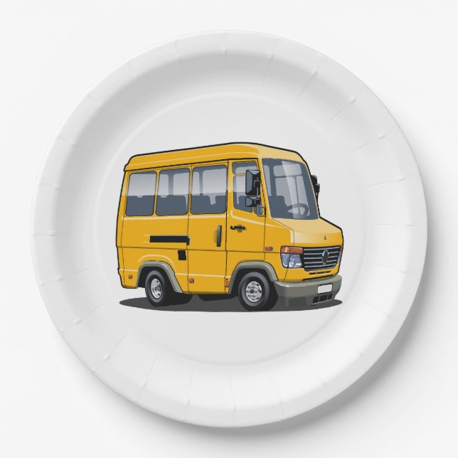 Cartoon mini bus paper plate (Front)