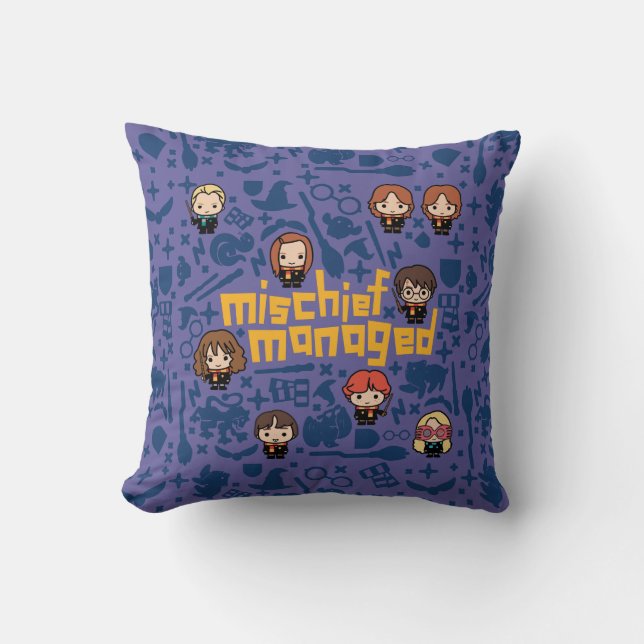 Cartoon "MISCHIEF MANAGED™" Graphic Cushion (Front)