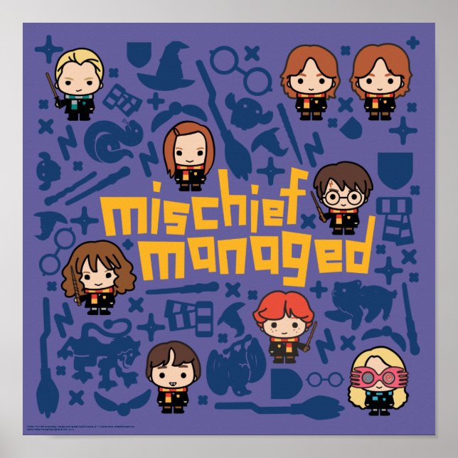 Cartoon "MISCHIEF MANAGED™" Graphic Poster (Front)