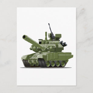 Cartoon modern armored tank postcard