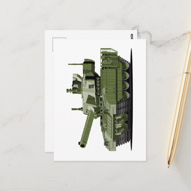 Cartoon modern armored tank postcard (Front/Back In Situ)