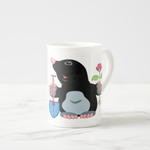 cartoon mole bone china mug