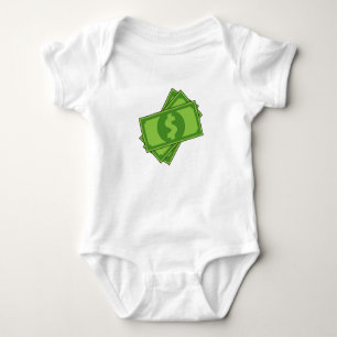 Cartoon Money Dollar Bills Baby Bodysuit