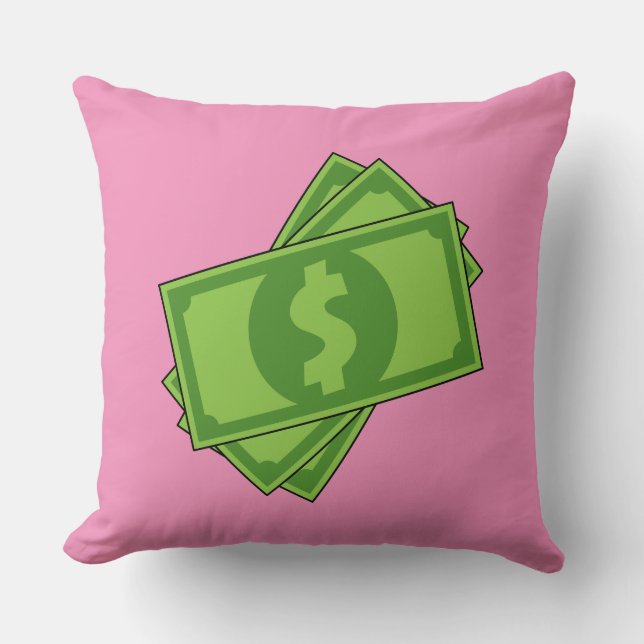 Cartoon Money Dollar Bills Cushion (Front)