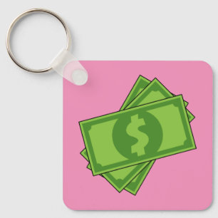 Cartoon Money Dollar Bills Key Ring