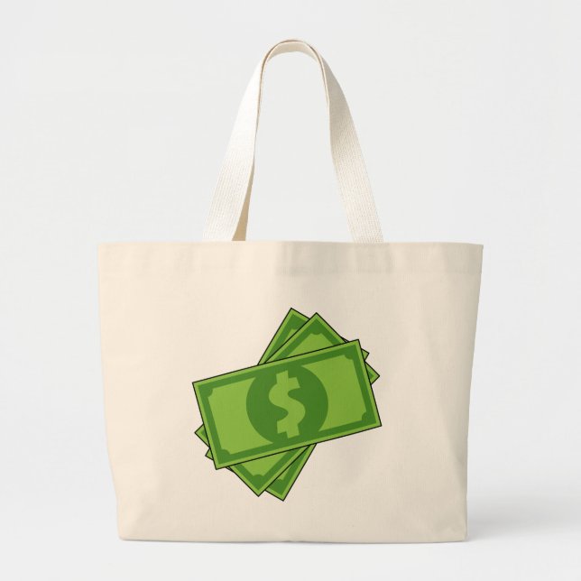 Cartoon Money Dollar Bills Large Tote Bag (Front)