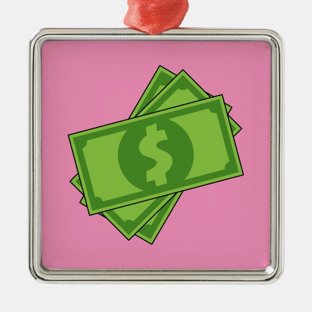 Cartoon Money Dollar Bills Metal Ornament (Front)