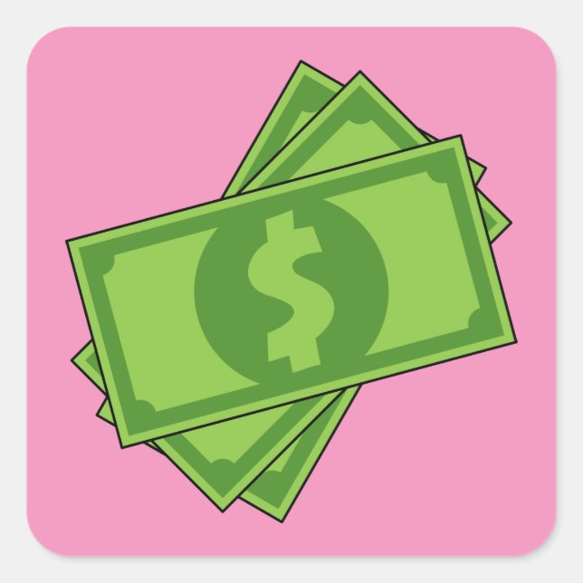 Cartoon Money Dollar Bills Square Sticker (Front)