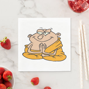Cartoon Monk Meditating Napkin