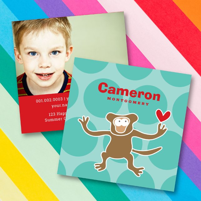 Cartoon Monkey Ape Kid Profile Photo Calling Card (Creator Uploaded)