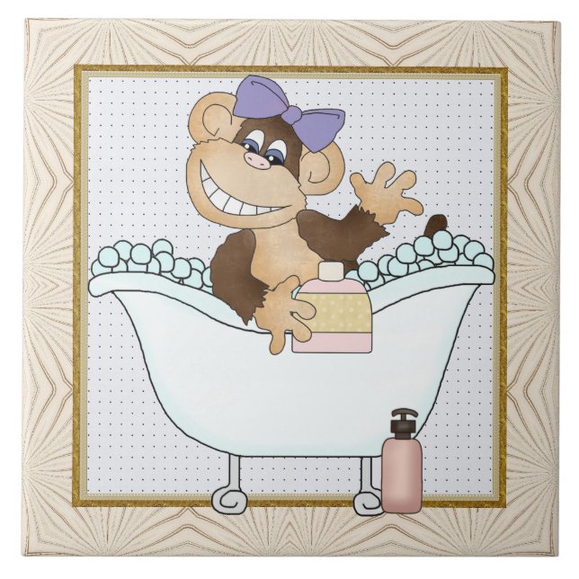 Cartoon Monkey Bathroom fun tile (Front)