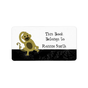 Cartoon Monkey Bookplate Label