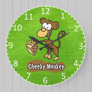 Cartoon Monkey Design Large Clock
