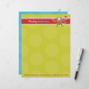Cartoon Monkey Fun Personal Custom Letterhead