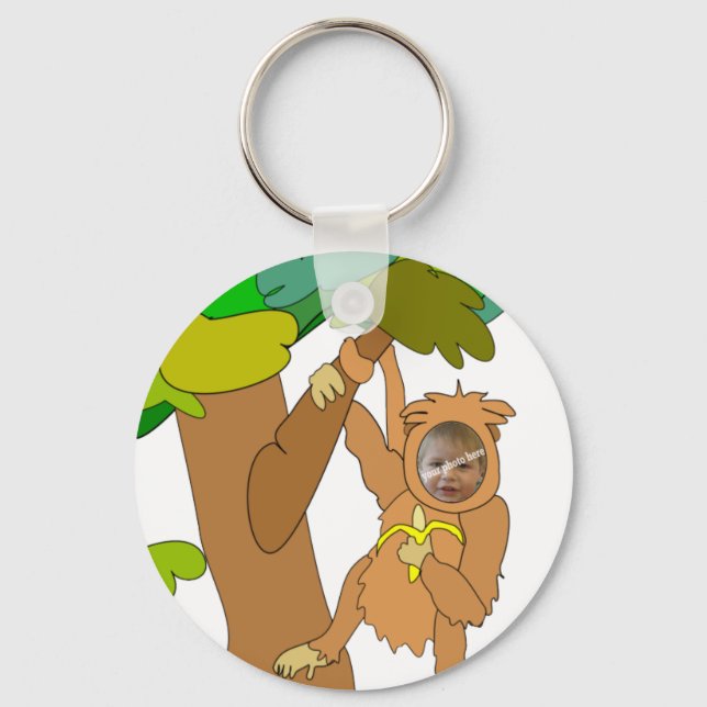 Cartoon Monkey in a Tree Custom Photo Keychain (Front)