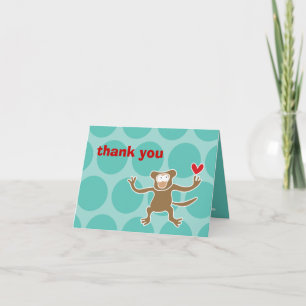 Cartoon Monkey Kid's Birthday Thank You Note Card