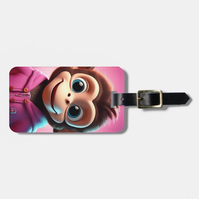 Cartoon Monkey Luggage Tag (Front Horizontal)