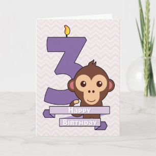 Cartoon Monkey on a Birthday Card for Child