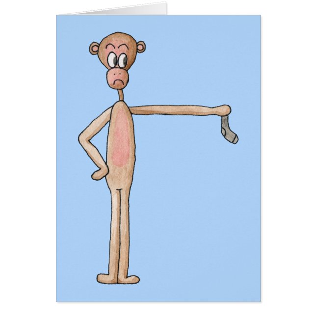 Cartoon Monkey with Smelly Sock. (Front)