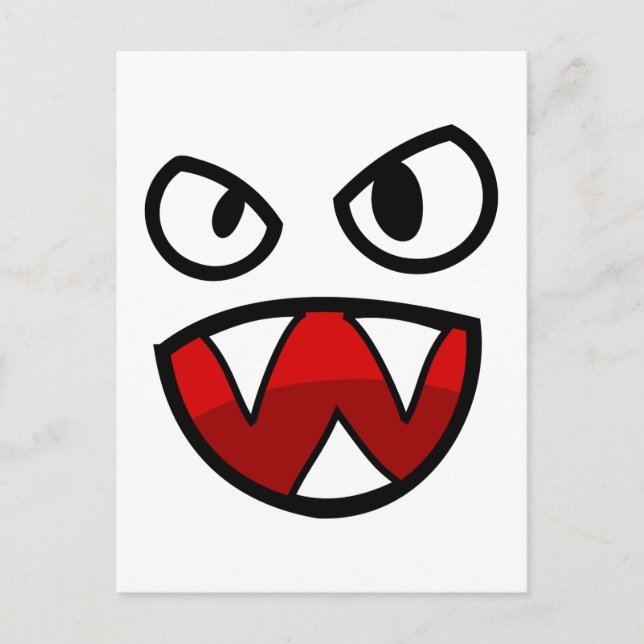 Cartoon Monster Eyes and Mouth with Sharp Teeth Postcard (Front)