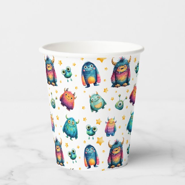 Cartoon Monster Pattern Kids' Birthday Party   Paper Cups (Front)
