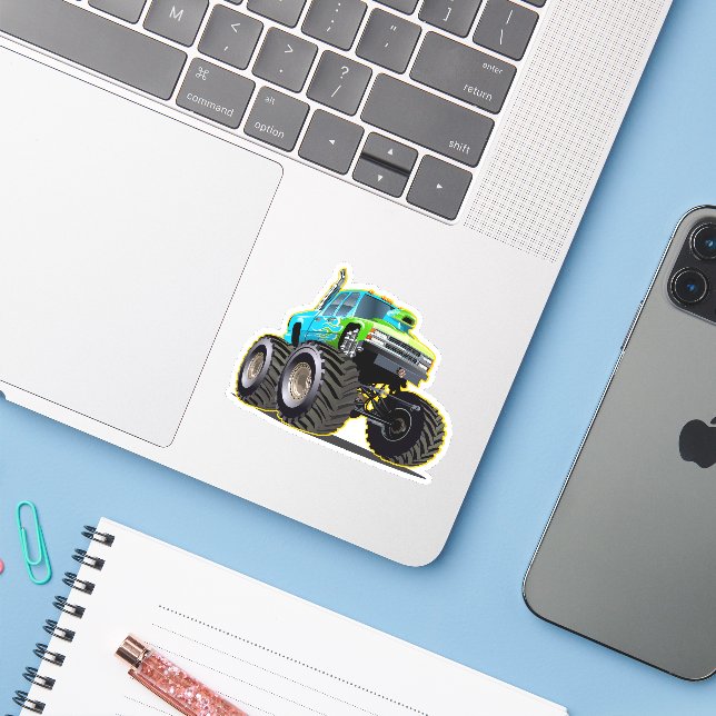 Cartoon monster truck (Laptop w/ iPhone)