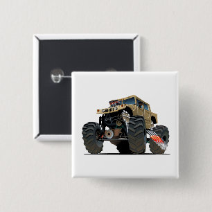 Cartoon monster truck 15 cm square badge
