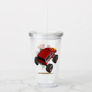 Cartoon monster truck acrylic tumbler