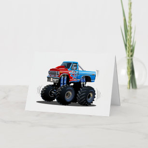 Cartoon monster truck foil holiday card