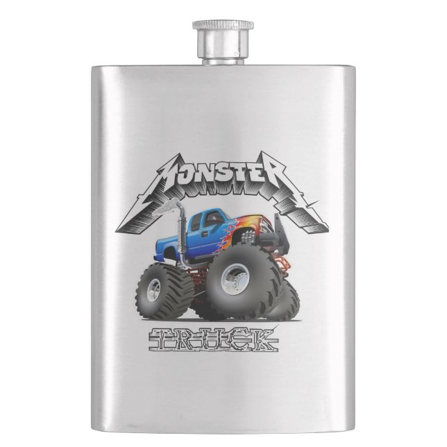 Cartoon monster truck hip flask (Front)