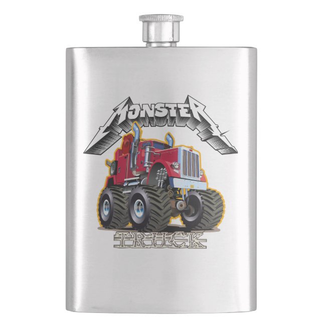 Cartoon monster truck hip flask (Front)