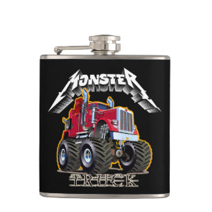 Cartoon monster truck hip flask