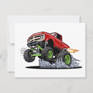 Cartoon monster truck holiday card