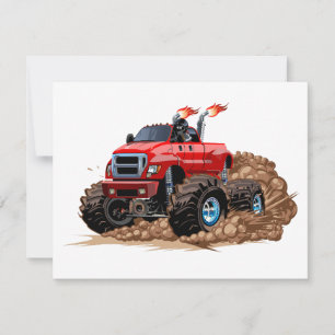 Cartoon monster truck holiday card
