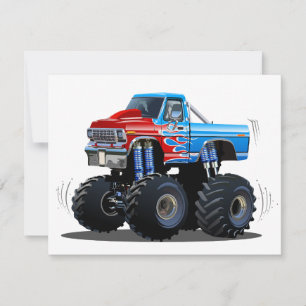 Cartoon monster truck holiday card
