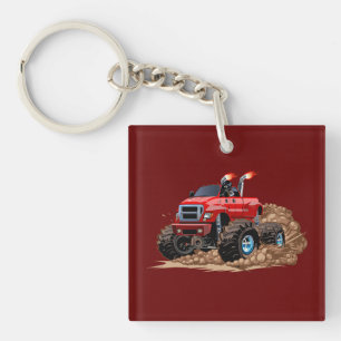 Cartoon monster truck key ring