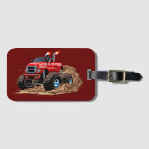 Cartoon monster truck luggage tag