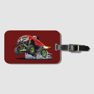 Cartoon monster truck luggage tag