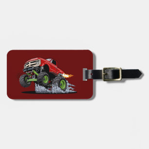 Cartoon monster truck luggage tag