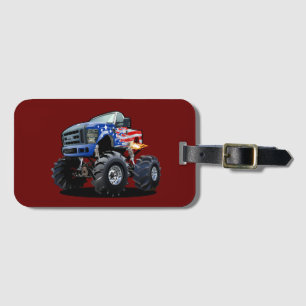 Cartoon monster truck luggage tag
