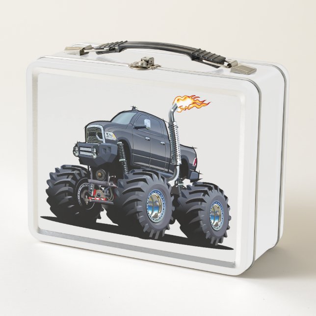 Cartoon monster truck metal lunch box (Front)