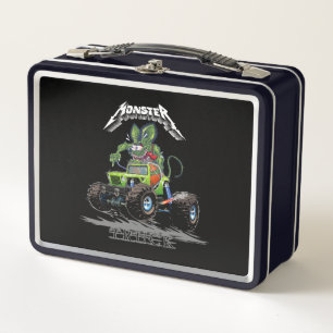 Cartoon monster truck metal lunch box