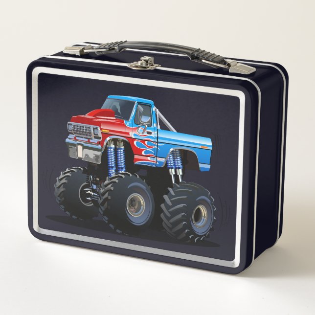 Cartoon monster truck metal lunch box (Front)