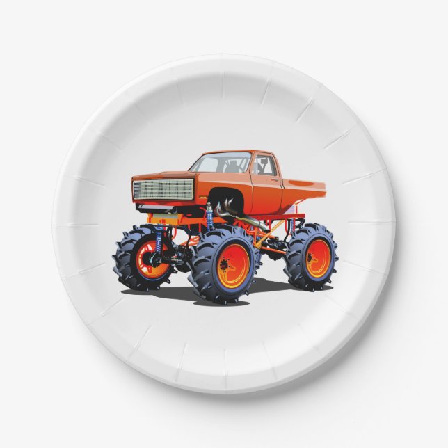 Cartoon monster truck paper plate (Front)