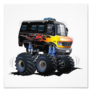 Cartoon monster truck photo print
