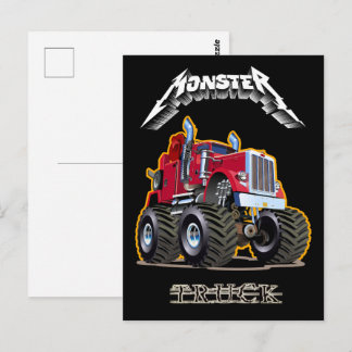 Cartoon monster truck postcard